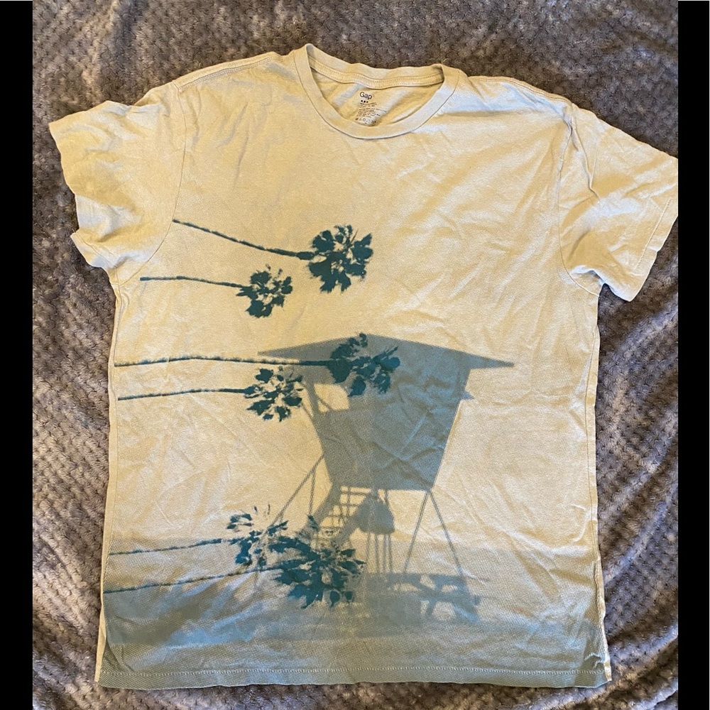 NWOT Gap Sz L grey teal beach tshirt